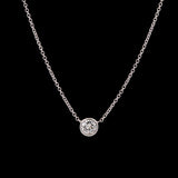 14K White Gold Bezel Set 0.55ctw Diamond Solitaire Necklace, 18 Inches