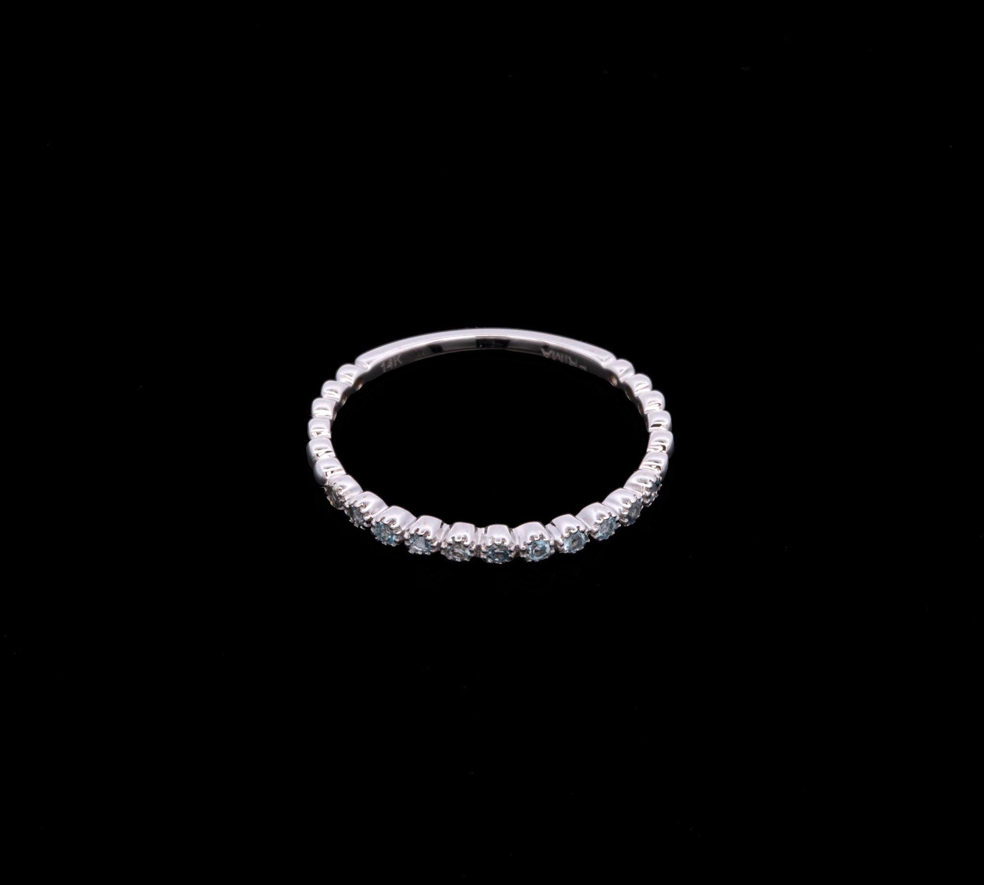 14K White Gold Blue Topaz Band