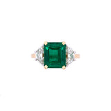 18K Yellow Gold And Platinum Emerald And Diamond Ring
