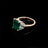 18K Yellow Gold And Platinum Emerald And Diamond Ring