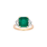 18K Yellow Gold And Platinum Emerald And Diamond Ring