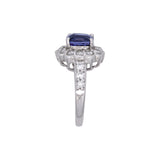 Platinum Tanzanite And Diamond Halo Ring