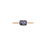 14K Yellow Gold Blueish Grey Rectangular Cushion Cut Sapphire Ring