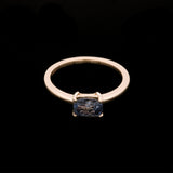 14K Yellow Gold Blueish Grey Rectangular Cushion Cut Sapphire Ring