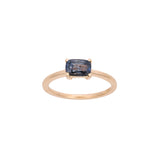 14K Yellow Gold Blueish Grey Rectangular Cushion Cut Sapphire Ring