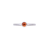 14K White Gold Bezel Set Round Orange Sapphire Ring