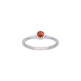 14K White Gold Bezel Set Round Orange Sapphire Ring