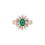 14K Yellow Gold Oval Emerald And Diamond Ring