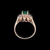 14K Yellow Gold Oval Emerald And Diamond Ring
