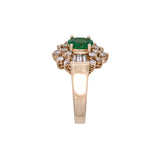 14K Yellow Gold Oval Emerald And Diamond Ring