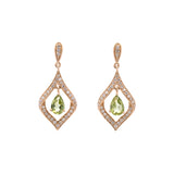 14K Yellow Gold Peridot And Diamond Drop Earrings