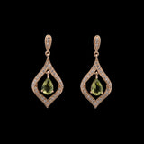 14K Yellow Gold Peridot And Diamond Drop Earrings