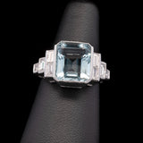 18K White Gold Aquamarine And Diamond Ring