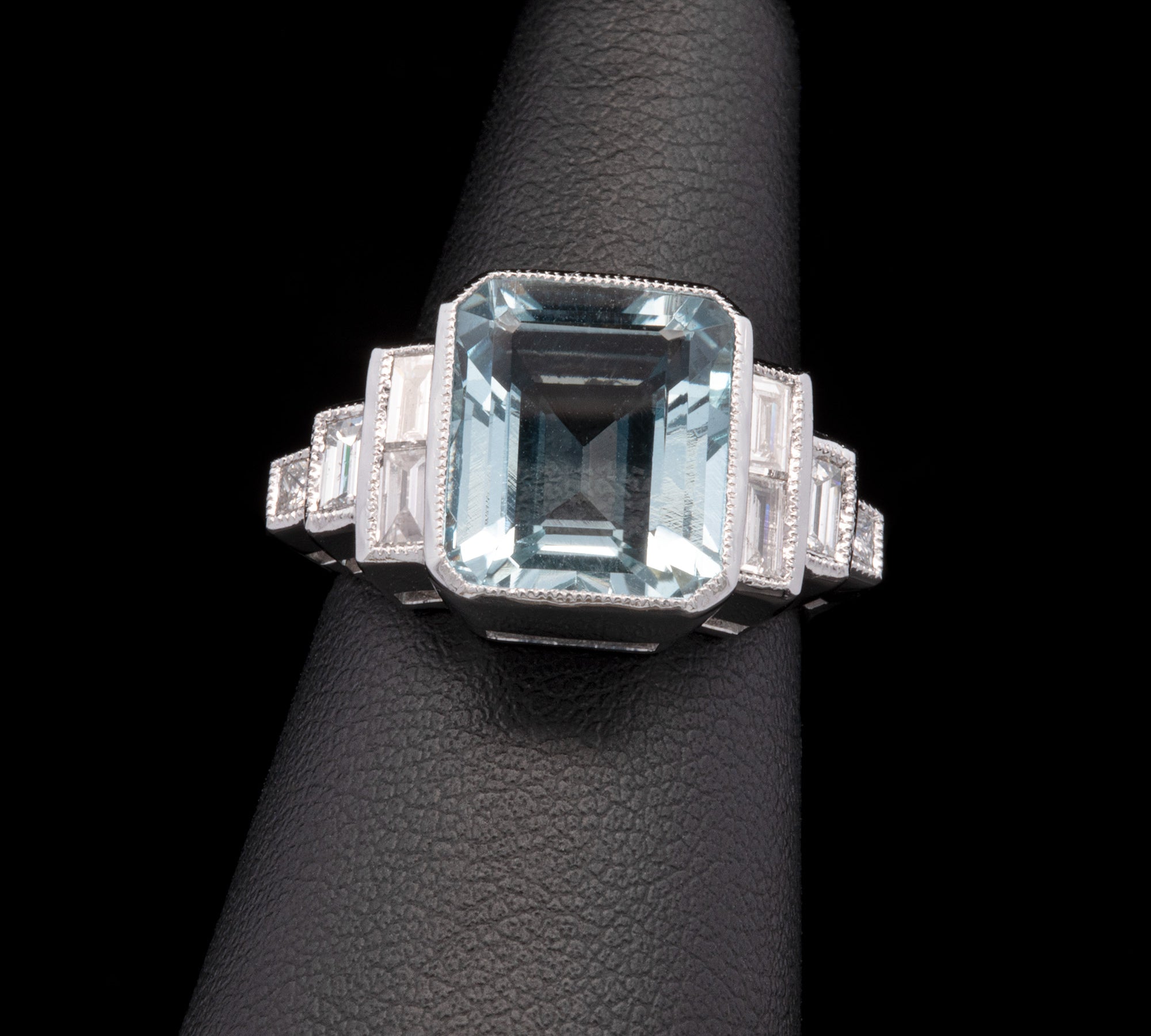 18K White Gold Aquamarine And Diamond Ring