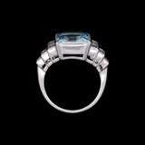 18K White Gold Aquamarine And Diamond Ring