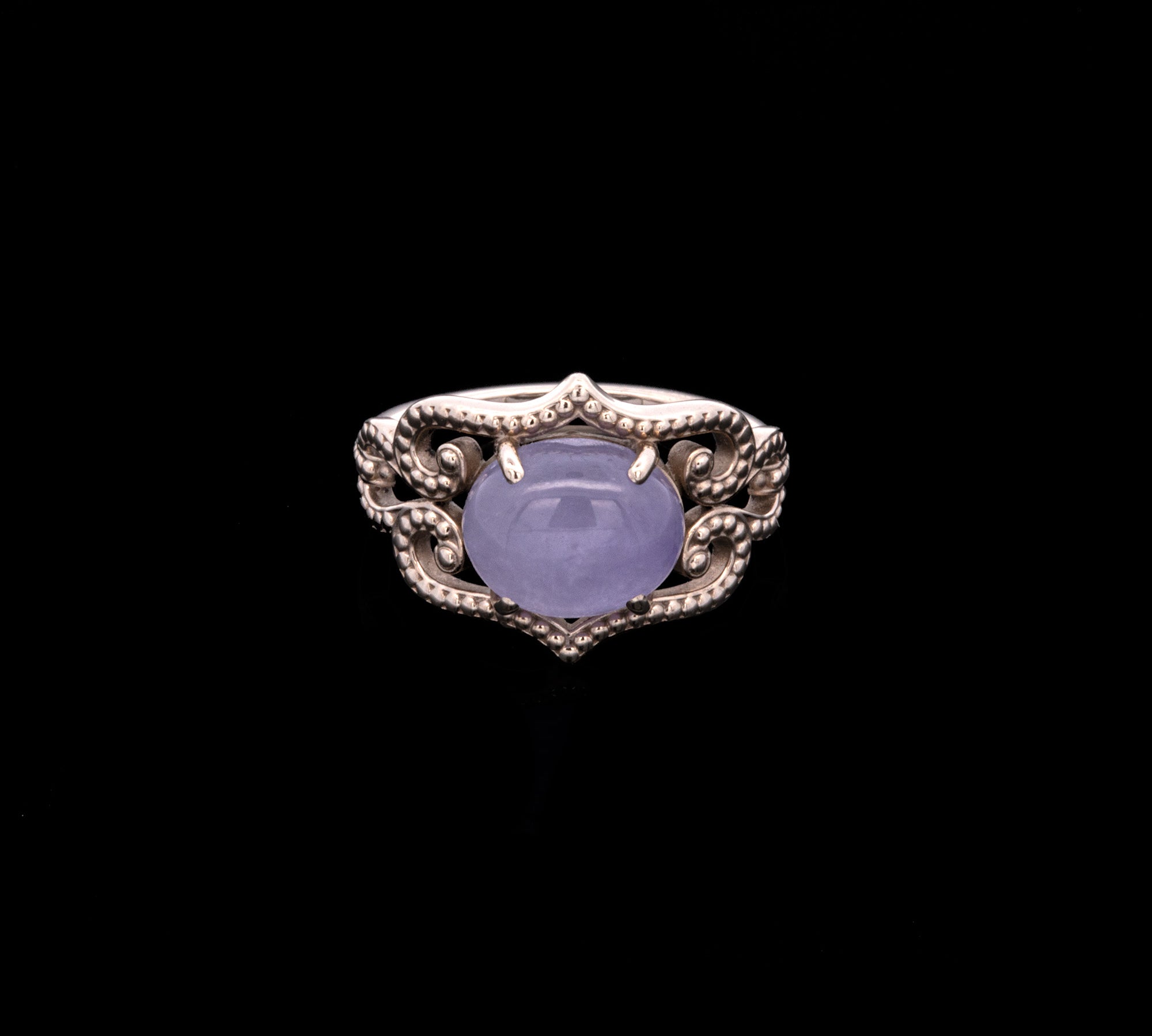 14K White Gold Oval Purple Chalcedony Ring