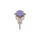 14K White Gold Oval Purple Chalcedony Ring