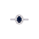18K White Gold Oval Sapphire And Diamond Ring