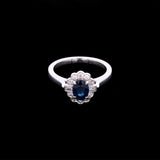 18K White Gold Oval Sapphire And Diamond Ring