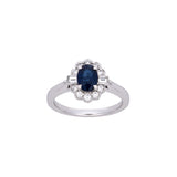 18K White Gold Oval Sapphire And Diamond Ring