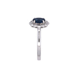 18K White Gold Oval Sapphire And Diamond Ring