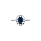 14K White Gold Oval Sapphire And Diamond Ring