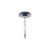 14K White Gold Oval Sapphire And Diamond Ring