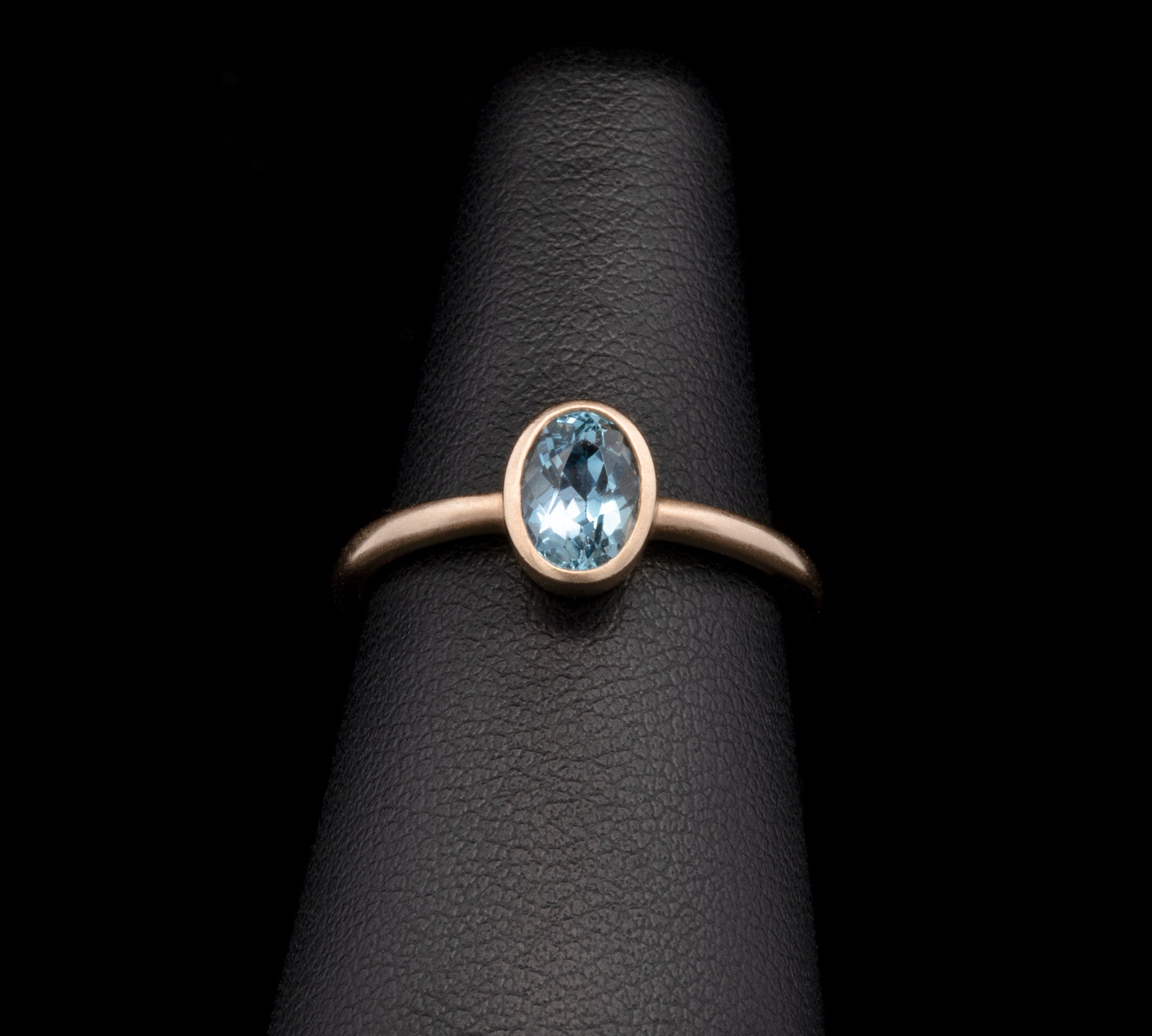 14K Yellow Gold Bezel Set Aquamarine Ring