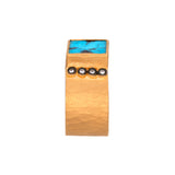 24K Yellow Gold Hammered Square Turquoise Ring