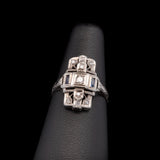 14K White Gold Diamond And Sapphire Shield Ring