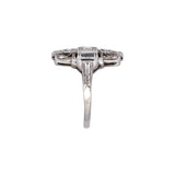 14K White Gold Diamond And Sapphire Shield Ring
