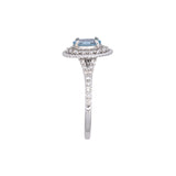 14K White Gold Aquamarine And Diamond Halo Ring