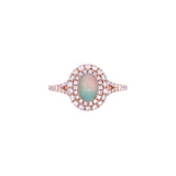 14K Rose Gold Opal And Diamond Halo Ring