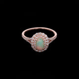 14K Rose Gold Opal And Diamond Halo Ring