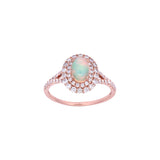 14K Rose Gold Opal And Diamond Halo Ring