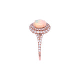 14K Rose Gold Opal And Diamond Halo Ring