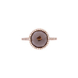 14K Rose Gold Smoky Quarts Ring With Diamond Halo