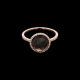 14K Rose Gold Smoky Quarts Ring With Diamond Halo