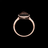 14K Rose Gold Smoky Quarts Ring With Diamond Halo