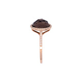 14K Rose Gold Smoky Quarts Ring With Diamond Halo