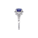 14K White Gold Tanzanite And Diamond Halo Split Shank Ring