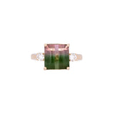 14K Yellow Gold Watermelon Tourmaline And Diamond Ring