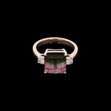14K Yellow Gold Watermelon Tourmaline And Diamond Ring