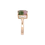 14K Yellow Gold Watermelon Tourmaline And Diamond Ring