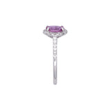 14K White Gold Pink Sapphire And Diamond Halo Ring