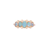 14K Yellow Gold Five Stone Opal And Diamond Ring