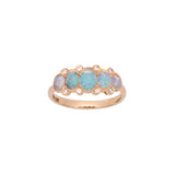 14K Yellow Gold Five Stone Opal And Diamond Ring