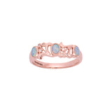 14K Rose Gold Three Stone Opal And Diamond Ring