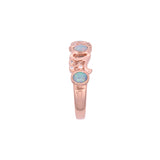 14K Rose Gold Three Stone Opal And Diamond Ring