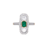 18K Yellow And White Gold Emerald And Diamond Ring